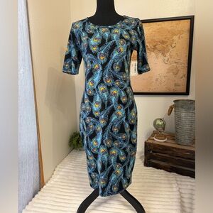 Lularoe Julia peacock feather dress size small